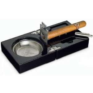  Colibri Black Lacquer Folding Cigar Cutter and Punch 