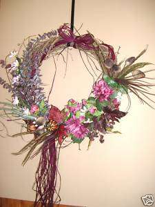 grapevine wreath home decor silk flowers handcrafted  