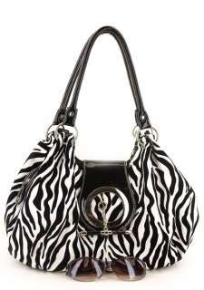 White Bk Zebra Inspired Designer Shoulder Handbag Ring  