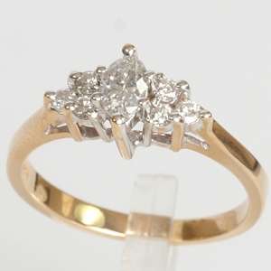   Gold .25 Carat Marquise Cut Diamond Vintage Engagement Ring  