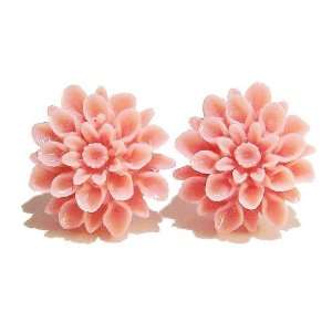   Cat Jewellery Store Resin Chrysanthemum Stud Earrings   Coral Jewelry