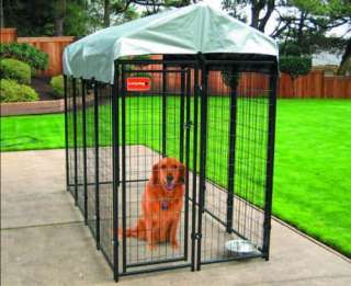 New Backyard 4x8x6H Dog & Pet Kennel w/ Cover Black  