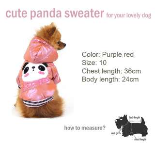 cute dog Panda sweater clothes coat vest apparel tee size 10  