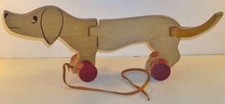 Vintage 17.5 Hardwood Jointed Dog Pull Toy  