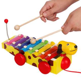 Dog Pull Carts Style Wooden Hand Knocks Xylophone Castanets Bells 