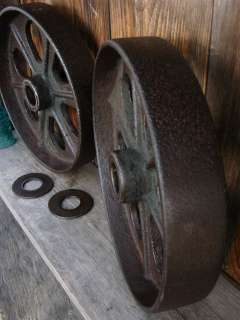 Antique Cast Iron Wheels 12 Di Cart Dolly Industrial Shop Cargo 