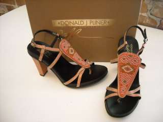 DONALD J PLINER Fani CORAL METALLIC BEADED SANDALS 11  