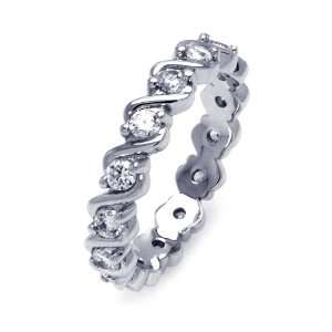  Sterling Silver Cubic Zirconia Eternity Band Ring Size 9 