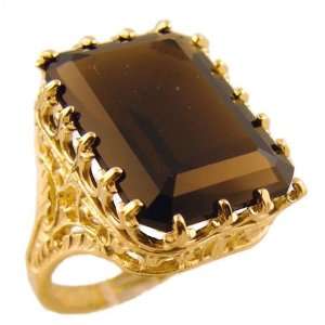   Style Filigree 15ct Emerald Cut Smoky Quartz Ring, Sz 5 1/2 Jewelry