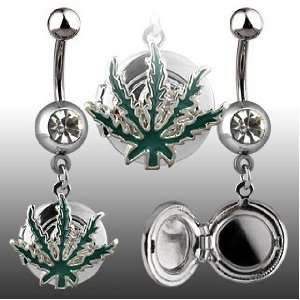 Dangling Pot Leaf Locket Sexy Belly Button Navel Ring Dangle Jewelry 