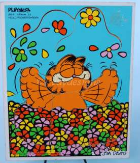 Playskool Garfield FLOWER GARDEN Wooden 9pc Puzzle  