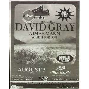  David Gray Aimee Mann Denver Newspaper Poster Ad 2006 