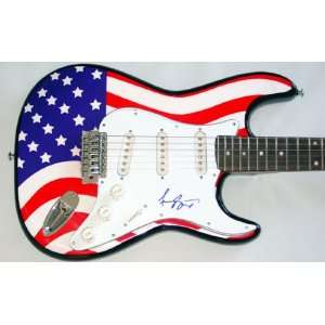Amy Grant Autographed Signed USA Flag Guitar & Proof