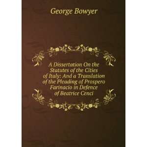   in Defence of Beatrice Cenci George Bowyer  Books