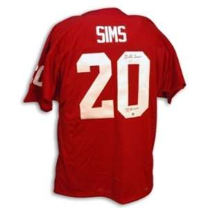 Billy Sims Signed Oklahoma Red t/b Jersey Inscribed