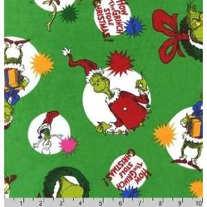Robert Kaufman How the Grinch Stole Christmas Circles Green Fabric
