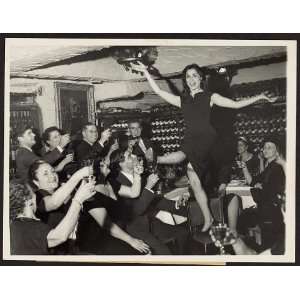 Carol Lawrence,friends,realtives toast,wine cellar,1958