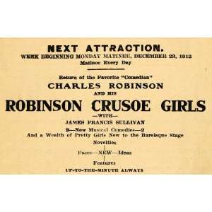  1912 Print Columbia Theatre Charles Robinson Girls Show 