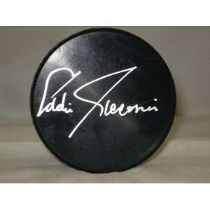 Eddie Giacomin Signed Puck   HOF Goaltender   Autographed NHL Pucks