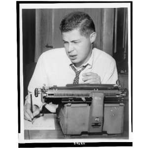  George Axelrod, playwright, seated at typewriter 1954 