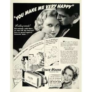 1936 Ad Lux Toilet Soap Grace Moore Actress Skin Care   Original Print 