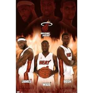 Miami Heat LeBron James Dwyane Wade Chris Bosh Sports Poster Print 