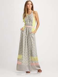 Rebecca Taylor   Patched Silk Jacquard Long Dress    