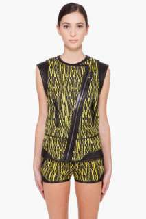 Barbara Bui Yellow & Black Leather Trimmed Vest for women  
