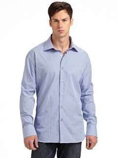 Jared Lang   Gingham Elbow Patch Shirt/Blue