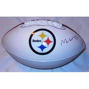 Mike Wallace Autographed Pittsburgh Steelers Logo Football, Super Bowl 