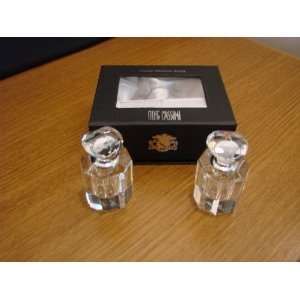 Oleg Cassini Crystal Perfume Bottle Set   Heart Tops   New in Box