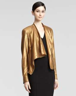 Metallic Suede Jacket, Jersey Top & Crepe Pencil Skirt