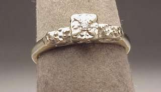 Vintage 14k White Gold Diamond Engagement Estate Ring  