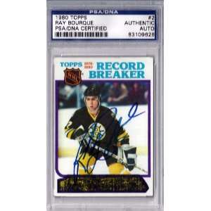 Ray Bourque Autographed 1980 Topps Card PSA/DNA Slabbed #83109626