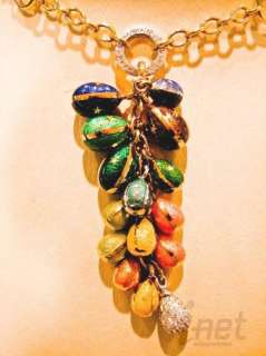 Faberge 18K Gold Egg Necklace 15 Multicolor Enamel 74.5g #36/150 