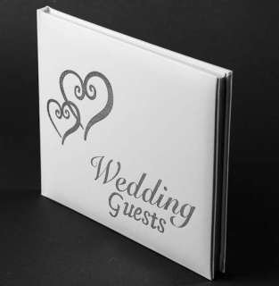 Wedding Guest Registry Book with Silver Embossed Hearts  