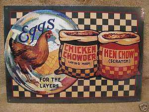 Eureka Lake EGGS Farm Chicken Feed Kitchen Tin Sign egg  