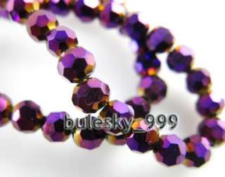   Faceted Glass Crystal Round Finding Beads 3mm G341 Metal Purple  