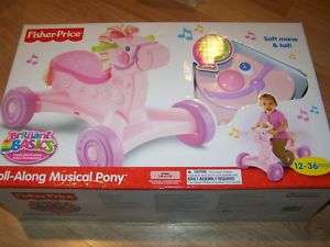 Fisher Price Roll Along Musical Pony Pink Ride On Toy N  