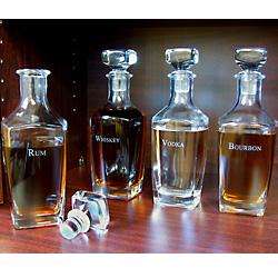   Decanters   4 Glass Bottle Set Whiskey Rum Vodka 845033017249  