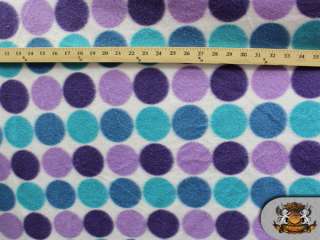 FLEECE CIRCLE PURPLE GREEN WHITE BACKGROUND FABRIC / BY THE YARD 