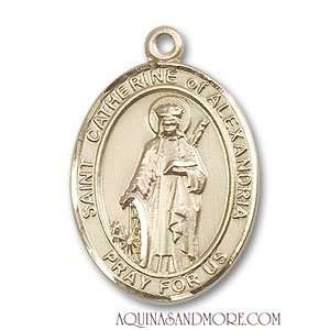  St. Catherine of Alexandria Large 14kt Gold Medal Jewelry