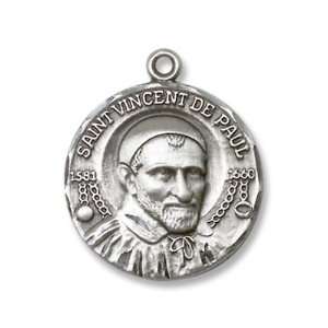 Sterling Silver St. Vincent de Paul Medal Pendant With 24 