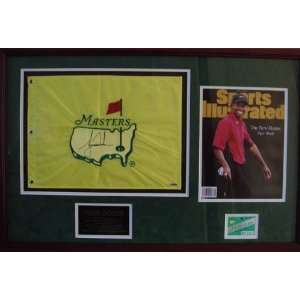 Tiger Woods Autographed/Signed 1997 Masters UDA Flag