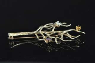 Estate Vtg 14K Gold Opal Multi Gemstone Tree Pin Brooch  
