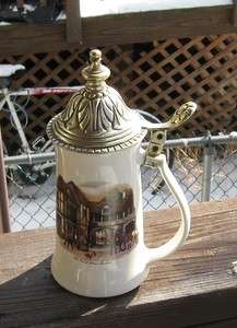 GERMAN STYLE BEER STINE MADE IN THE USA LIDDED NICE  