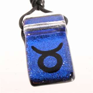 Jewelry Glass Necklace Taurus Sign Zodiac Horoscope.  
