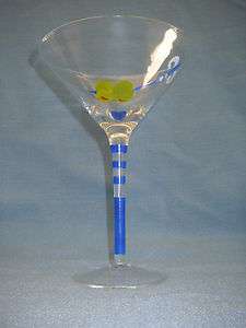 Hand Painted Martini Glass Olive fleur dis lis Toothpick  