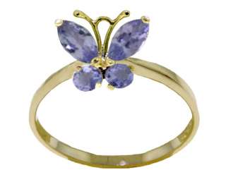   Yellow Gold Ring Tanzanite Natural Gemstones Butterfly Size 7 Sizeable