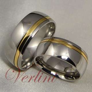 8MM Titanium Wedding Bands 14k Gold Rings His & Her Matching Set 